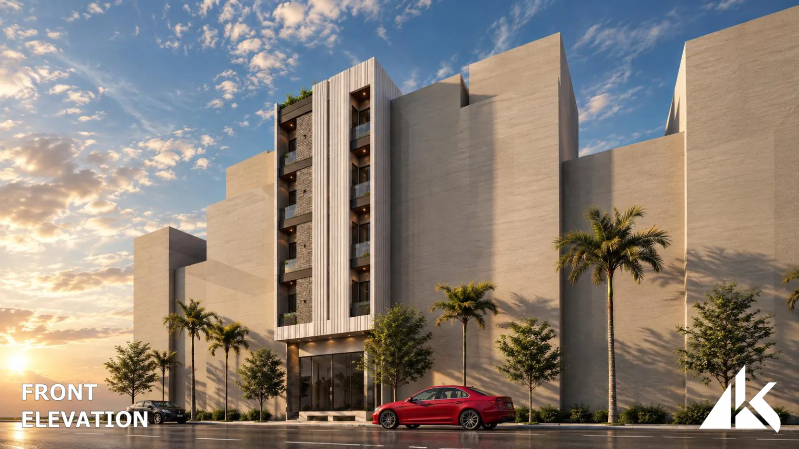 10-C Bukhari Commercial â€” Front elevation â€” presentation view 4 (architectural render)