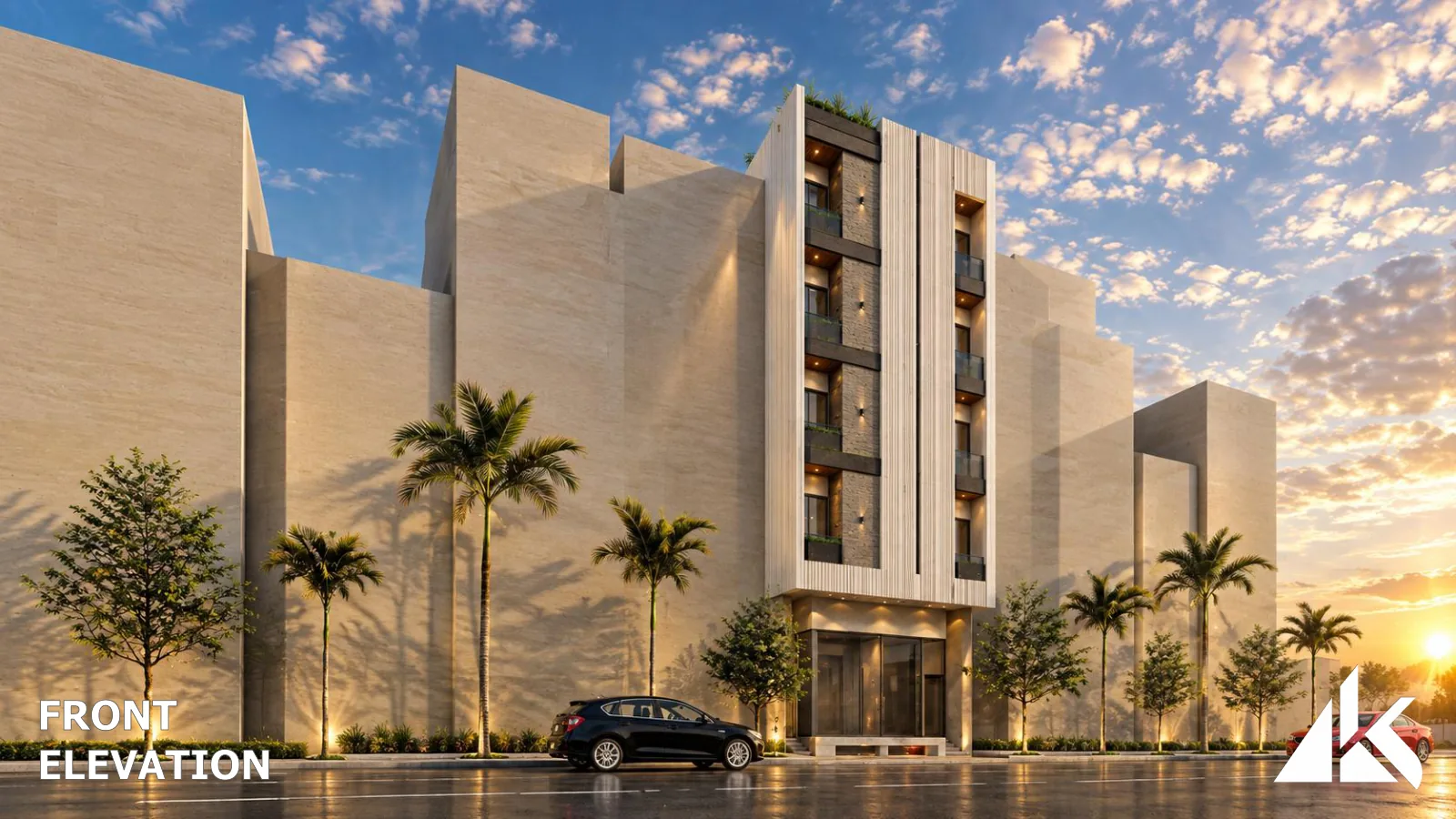 10-C Bukhari Commercial â€” Front elevation â€” presentation view 5 (architectural render)